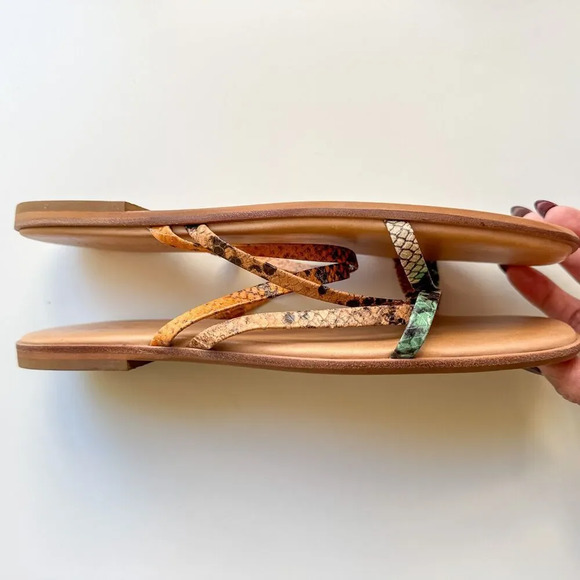 Madewell The Lyra Slide Sandal Snake Embossed Leather Straps Womens Size 8 - Picture 6 of 12